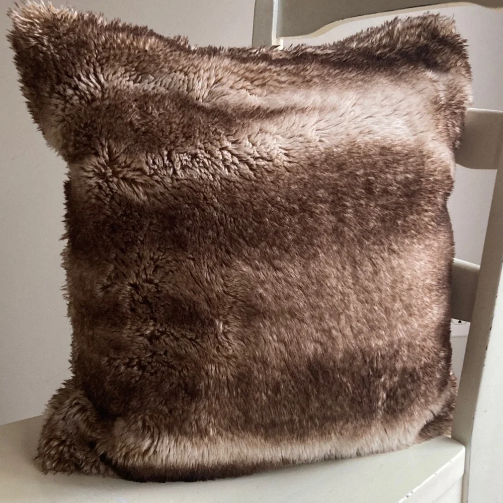 Pottery Barn 18” Square Faux Fur Down Filled Throw Pillow